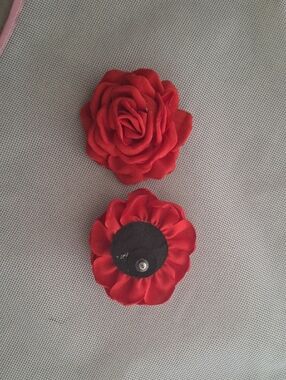 Red Floral Fabric Earings- Women Accessories